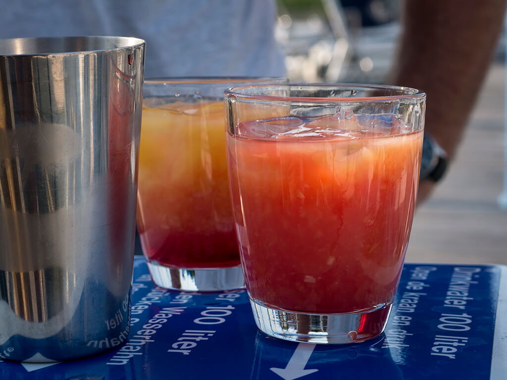 Einlaufbierchen mit Eis.