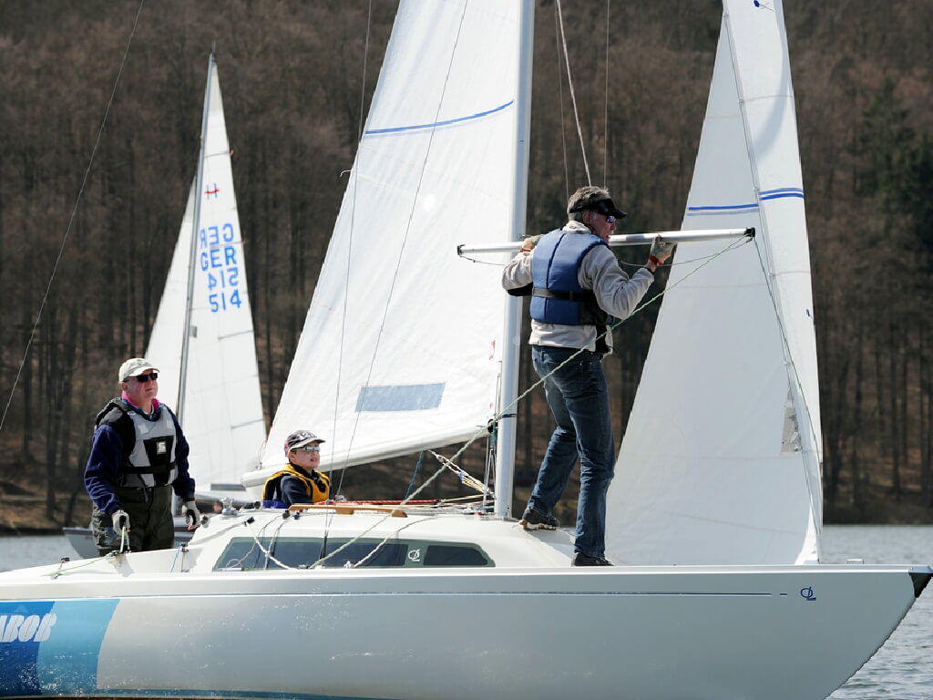 Guido Kalbe nimmt schon seinen Sohn als Vorschoter mit.